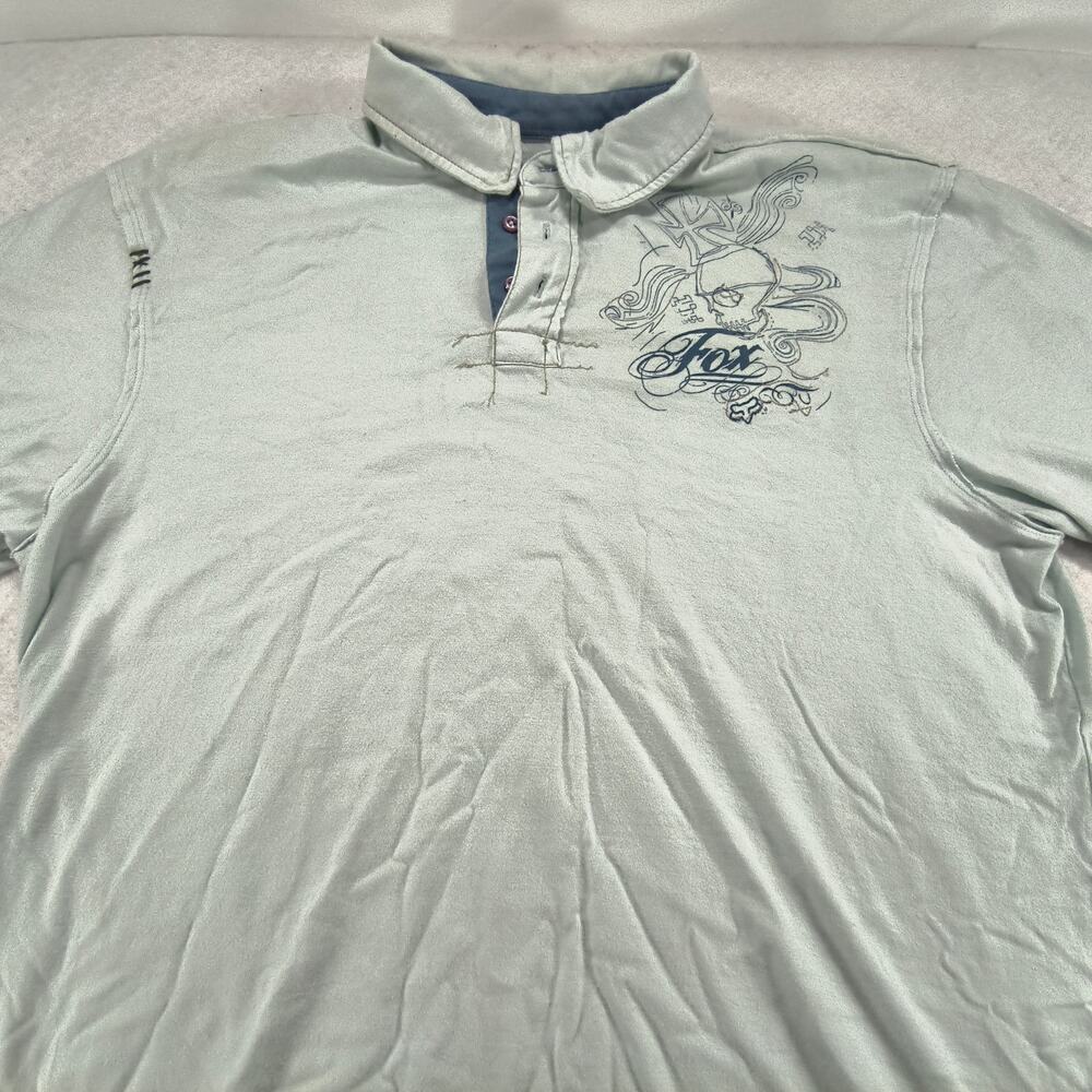 Fox Delux Short Sleeve Collared Polo Shirt Mens Size Extra Large XL Blue